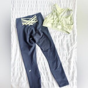 Fabletics Outfit Matching Set Neon Bra Leggings XS Small Powerhold High Impact